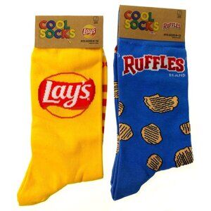 Potato Chip Ruffles Socks & Lays 2 Pairs Gag Gift Christmas Birthday Mens Crew